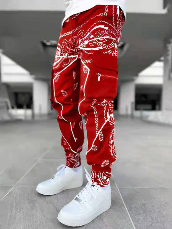 Men's Cashew Flower Printed Cargo Pants kakaclo