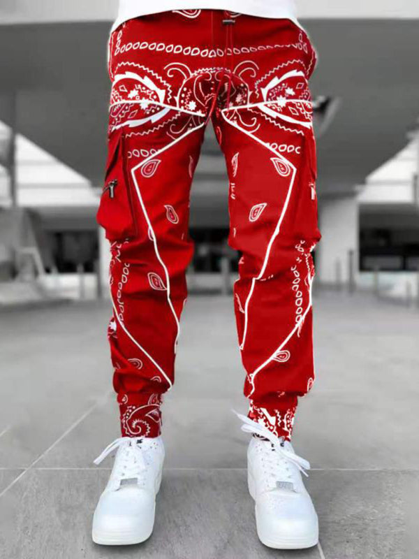 Men's Cashew Flower Printed Cargo Pants kakaclo
