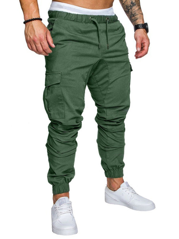 Men's Solid Color Casual Cargo Pants kakaclo