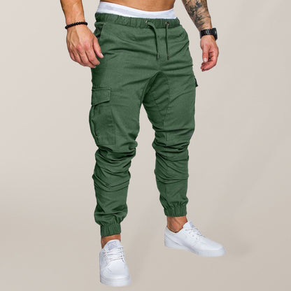 Men's Solid Color Casual Cargo Pants kakaclo
