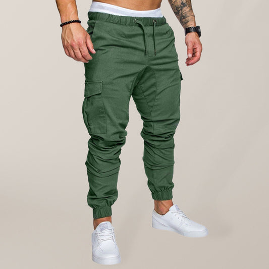 Men's Solid Color Casual Cargo Pants kakaclo
