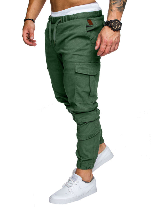 Men's Solid Color Casual Cargo Pants kakaclo