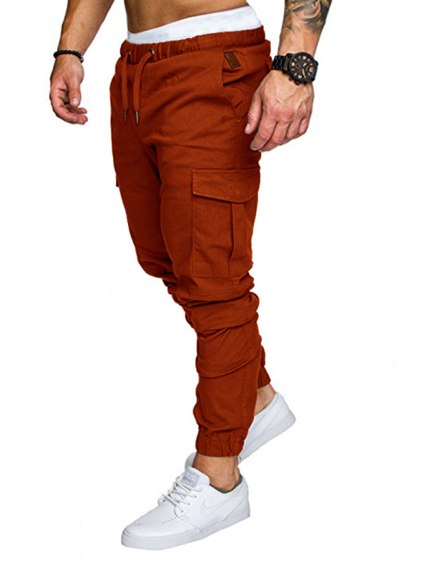Men's Solid Color Casual Cargo Pants kakaclo