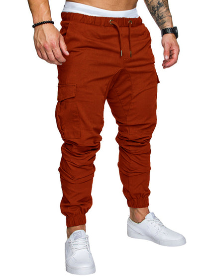 Men's Solid Color Casual Cargo Pants kakaclo