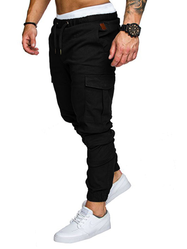 Men's Solid Color Casual Cargo Pants kakaclo