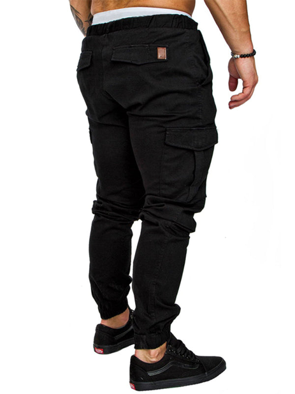 Men's Solid Color Casual Cargo Pants kakaclo