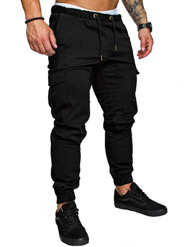 Men's Solid Color Casual Cargo Pants kakaclo
