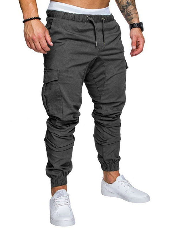 Men's Solid Color Casual Cargo Pants kakaclo