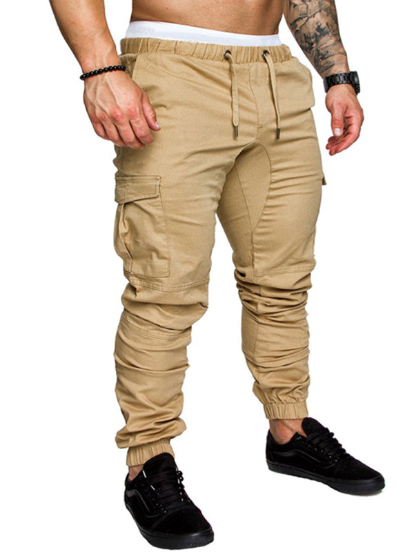 Men's Solid Color Casual Cargo Pants kakaclo
