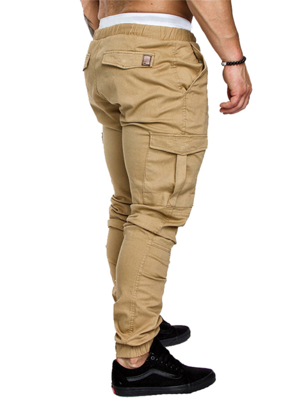 Men's Solid Color Casual Cargo Pants kakaclo