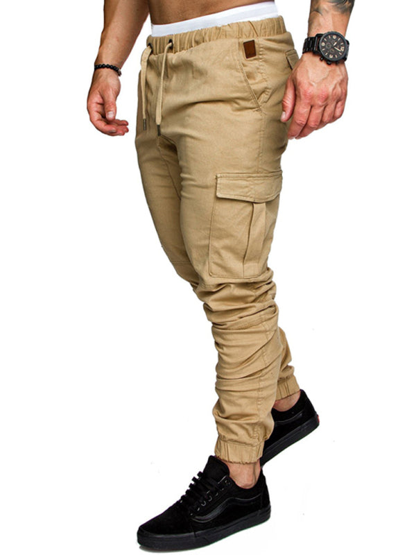 Men's Solid Color Casual Cargo Pants kakaclo