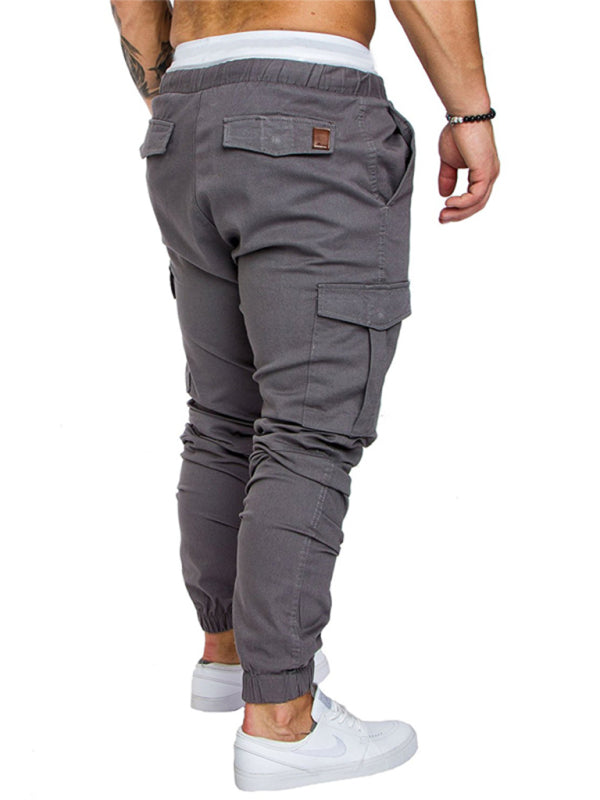 Men's Solid Color Casual Cargo Pants kakaclo