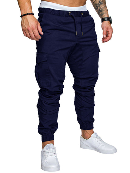 Men's Solid Color Casual Cargo Pants kakaclo