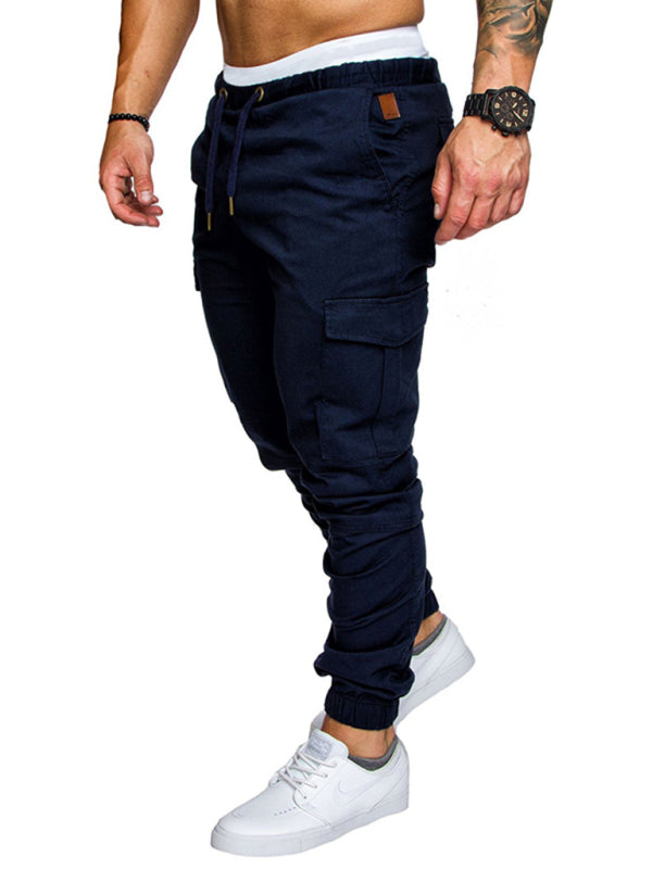 Men's Solid Color Casual Cargo Pants kakaclo