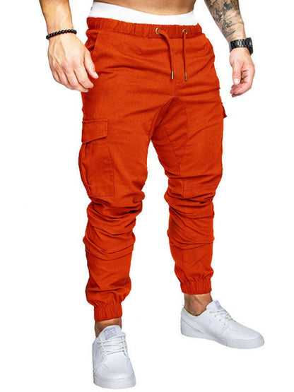 Men's Solid Color Casual Cargo Pants kakaclo