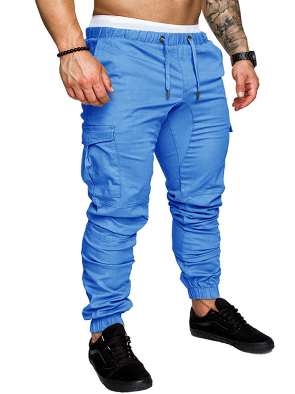 Men's Solid Color Casual Cargo Pants kakaclo