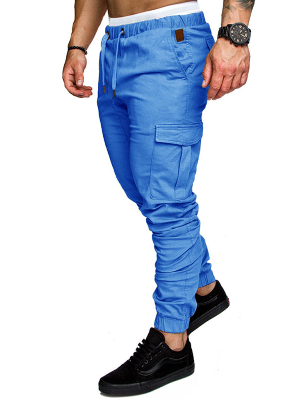 Men's Solid Color Casual Cargo Pants kakaclo