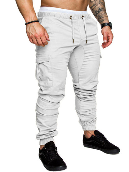 Men's Solid Color Casual Cargo Pants kakaclo