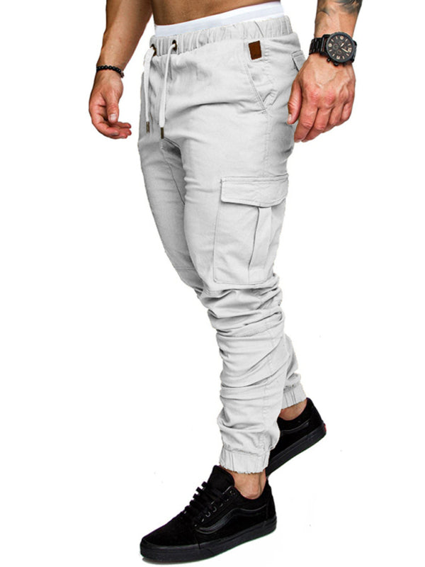 Men's Solid Color Casual Cargo Pants kakaclo
