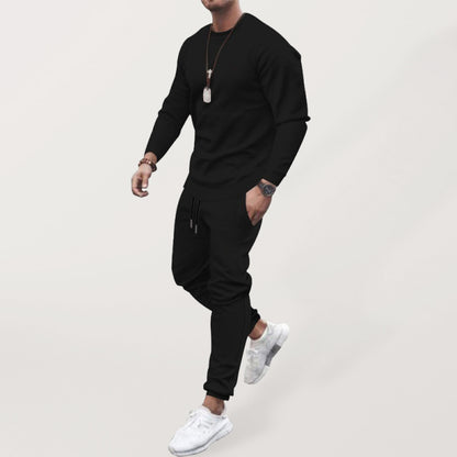 Men's Solid Color Sweatshirt And Sweatpant Two Piece Sets kakaclo