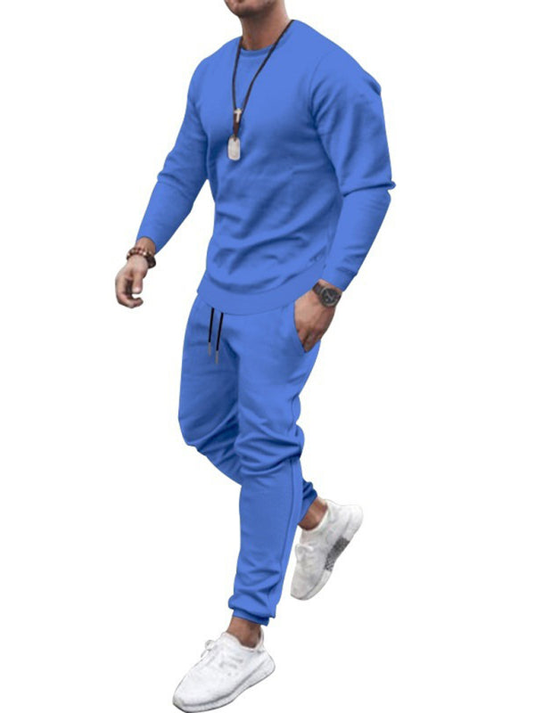 Men's Solid Color Sweatshirt And Sweatpant Two Piece Sets kakaclo
