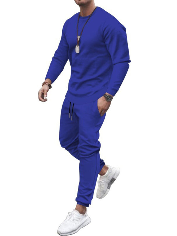 Men's Solid Color Sweatshirt And Sweatpant Two Piece Sets kakaclo