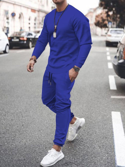 Men's Solid Color Sweatshirt And Sweatpant Two Piece Sets kakaclo