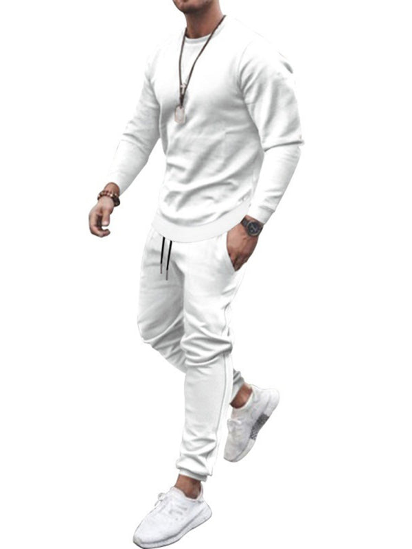 Men's Solid Color Sweatshirt And Sweatpant Two Piece Sets kakaclo