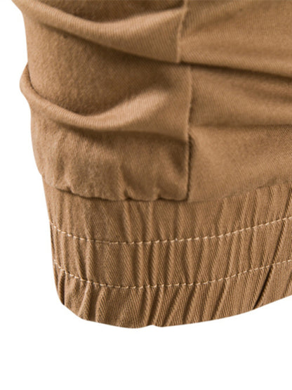 Men's Solid Color Casual Minimalist Cargo Pants kakaclo