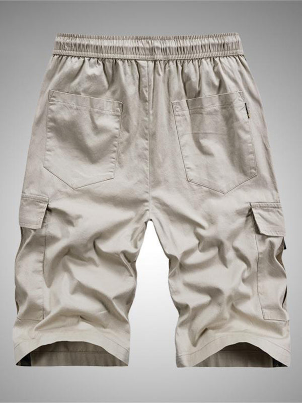 Men's Elastic Waist Drawstring Pocket Cargo Shorts kakaclo