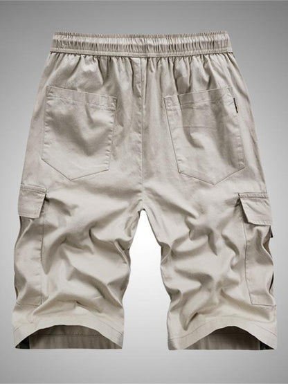 Men's Elastic Waist Drawstring Pocket Cargo Shorts kakaclo