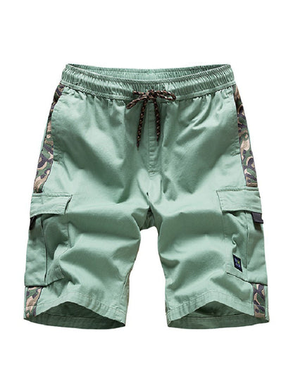 Men's Elastic Waist Drawstring Pocket Cargo Shorts kakaclo