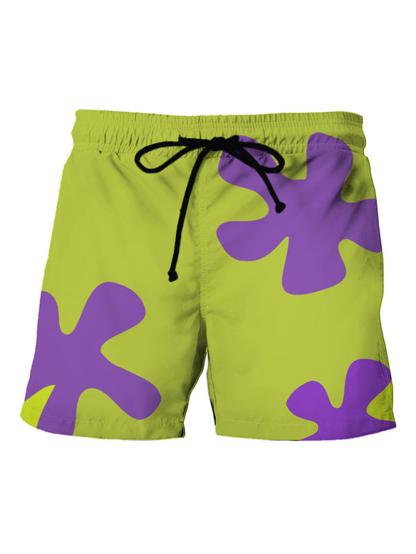 Men's Tropical Print Hawaiian Beach Shorts kakaclo