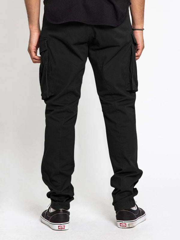 Men's Solid Color Multi-Pocket Casual Cargo Pants kakaclo