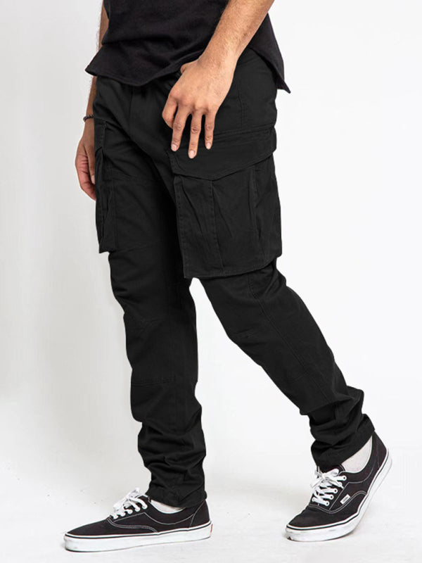 Men's Solid Color Multi-Pocket Casual Cargo Pants kakaclo
