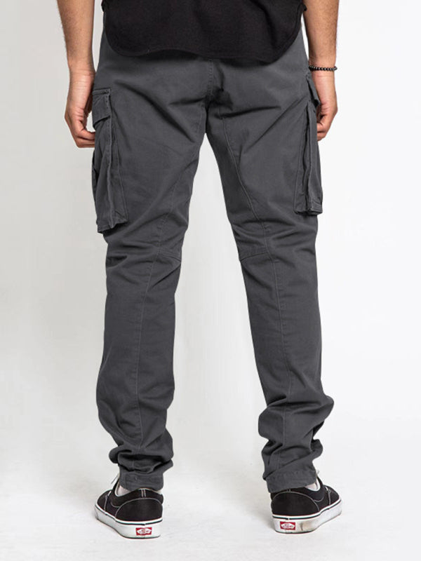 Men's Solid Color Multi-Pocket Casual Cargo Pants kakaclo