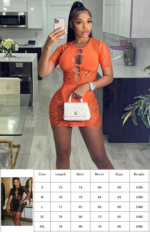 Patchwork See-Through Sexy Dress kakaclo