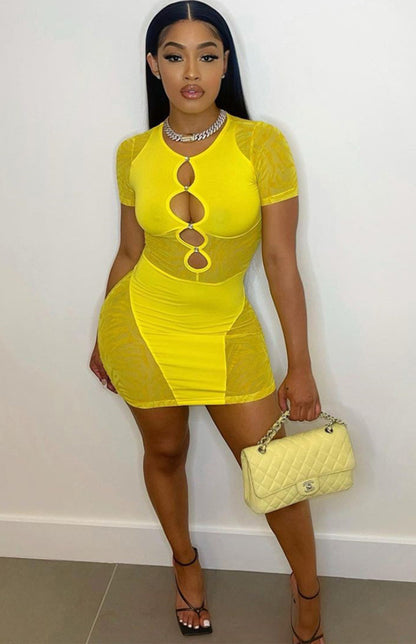 Patchwork See-Through Sexy Dress kakaclo