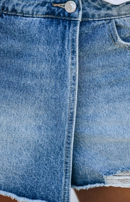 Casual Broken Denim Skorts