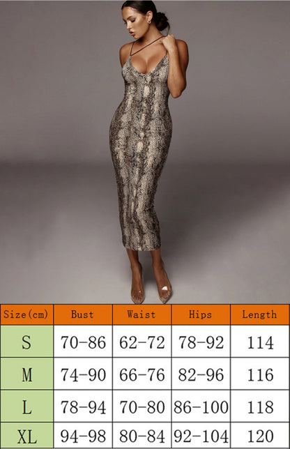 Snakeskin Pattern Bodycon Cami Dress kakaclo