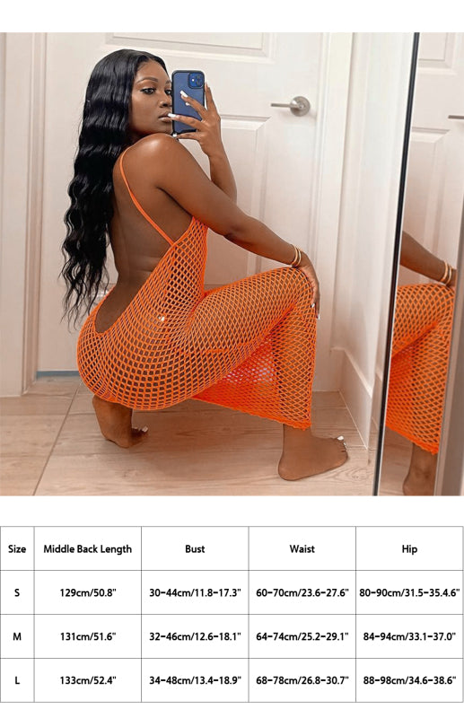 Mesh Backless Sexy Black Hollow Slip Dress kakaclo