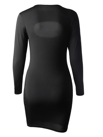 Contrast Stitching Long Sleeve Dress kakaclo