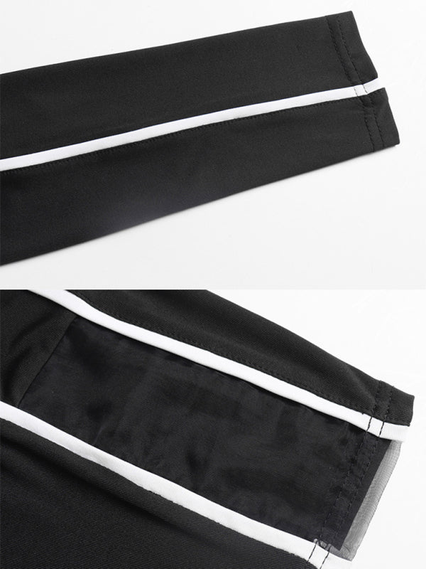 Contrast Stitching Long Sleeve Dress kakaclo