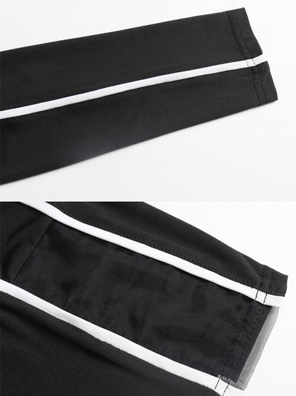 Contrast Stitching Long Sleeve Dress kakaclo