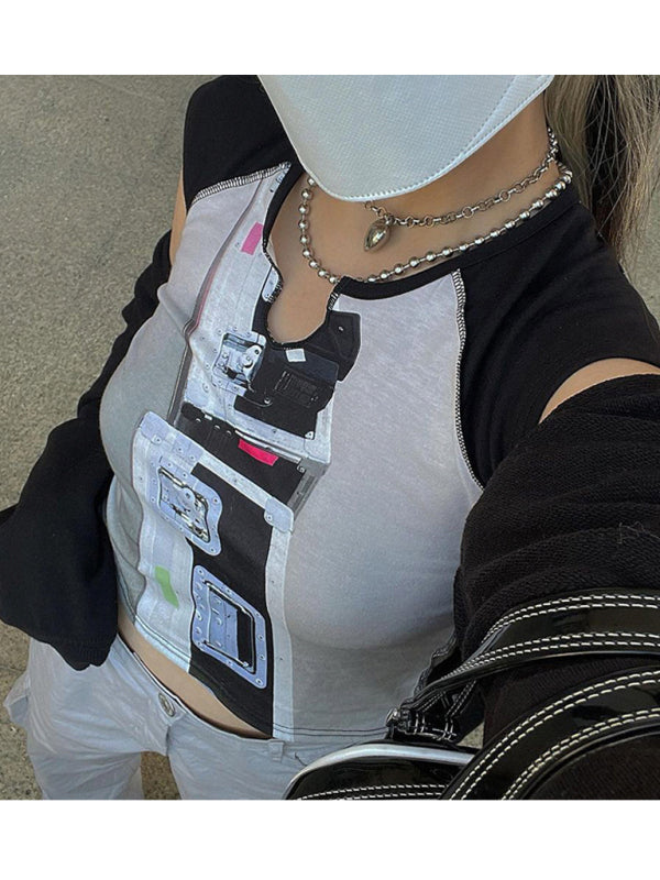 Short Sleeve T-Shirt Irregular V-Neck Casual Crop Top kakaclo