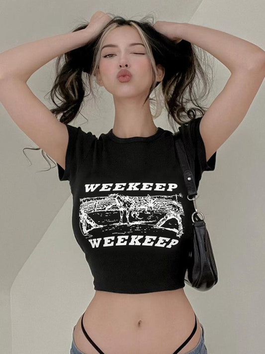 Weekeep Round Neck Crop Top kakaclo