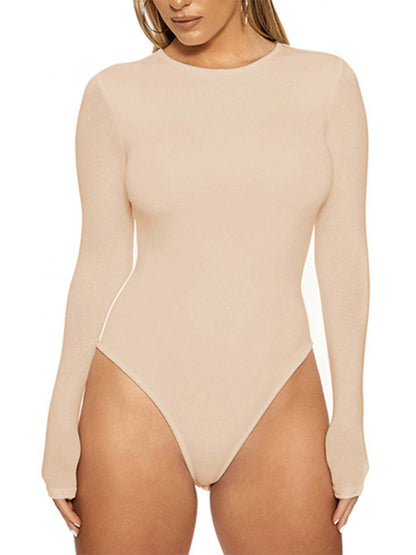 Casual Long Sleeved Tight-fitting Bodysuit kakaclo