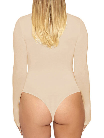 Casual Long Sleeved Tight-fitting Bodysuit kakaclo