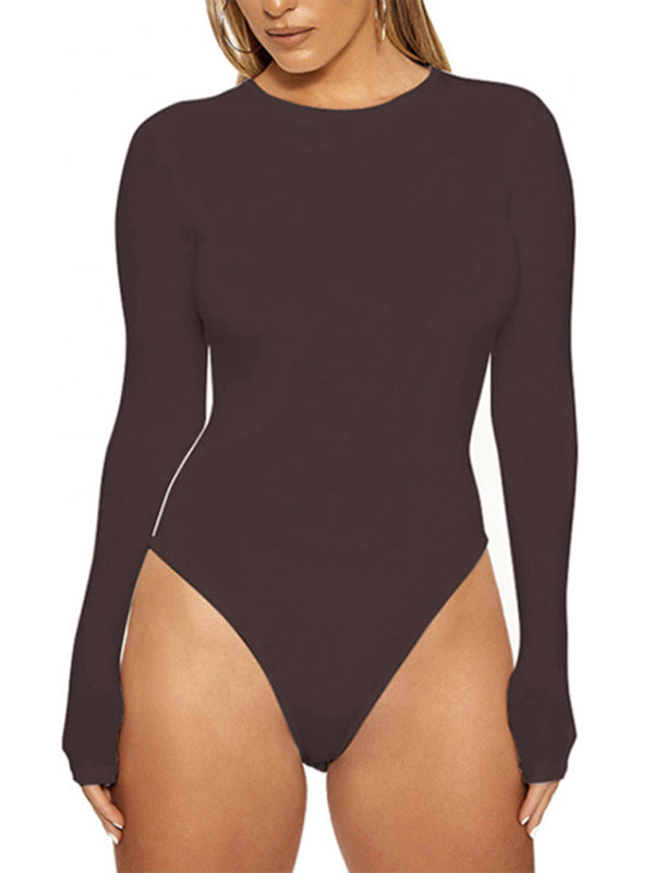 Casual Long Sleeved Tight-fitting Bodysuit kakaclo