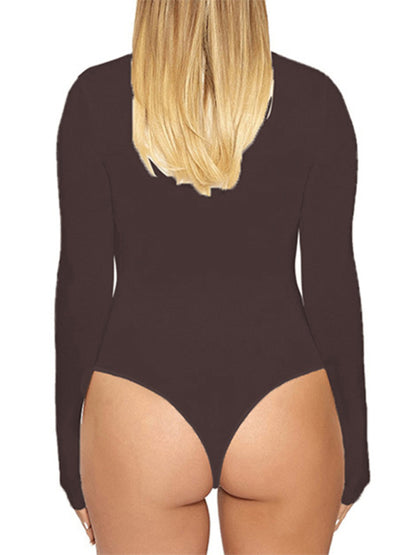 Casual Long Sleeved Tight-fitting Bodysuit kakaclo